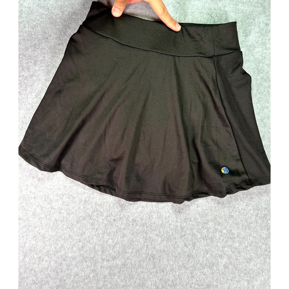 RBX Ribbed Athletic Flare Skort girls S (7/8) Black Stretch Elastic Waist Logo